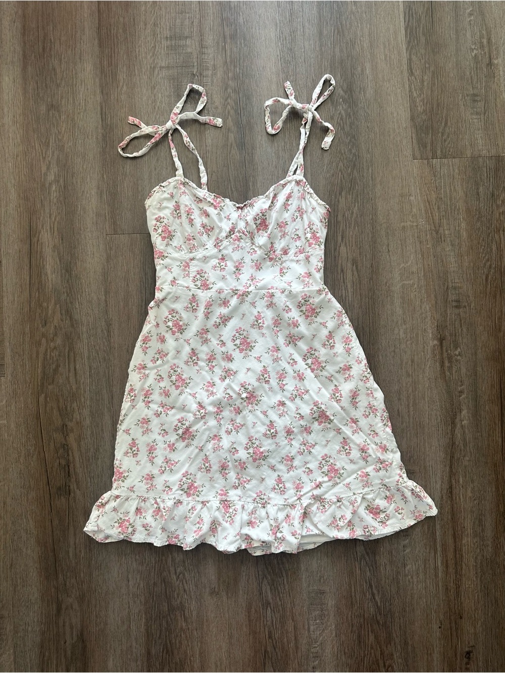 Hollister White Mini Dress with Pink Floral Print
